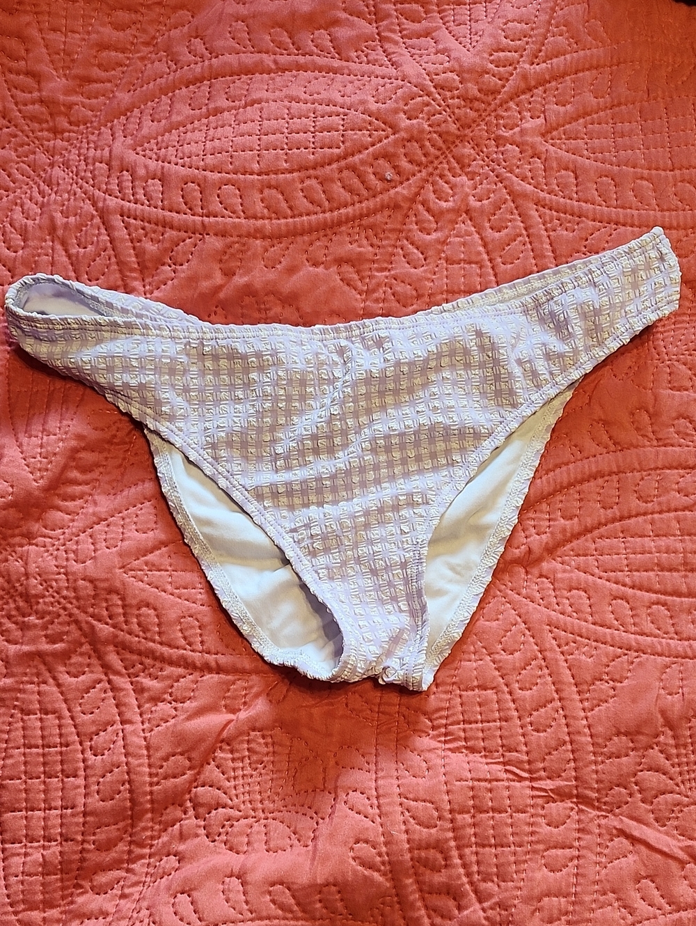 Ninety-Nine White And Lavender Textured Bikini Bottom